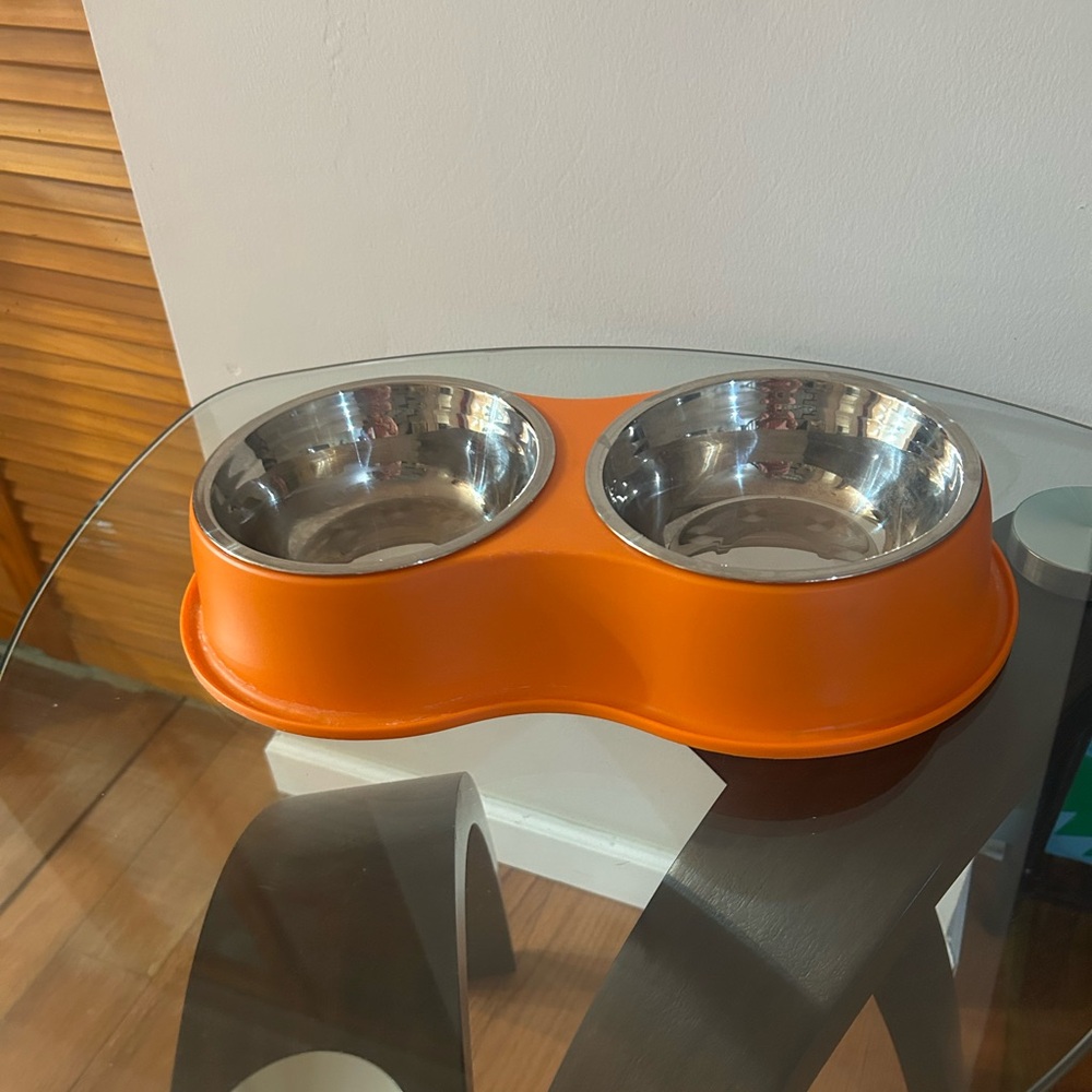 Orange Double Pet Bowl